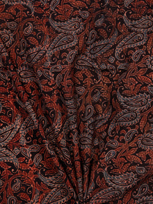Black Rust Indigo Beige Ajrakh Hand Block Printed Cotton Fabric Per Meter - F003F1802