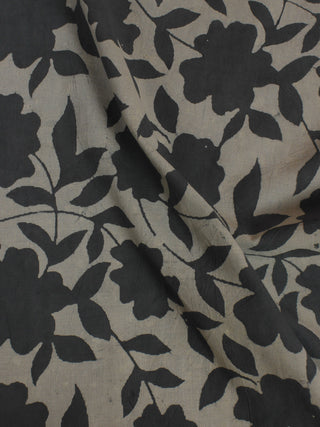 Grey Ivory Hand Block Printed Cotton  Cambric Fabric Per Meter - F0916075