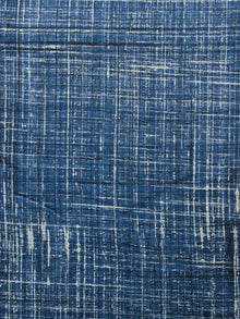 Ivory Indigo Black Ajrakh Printed Cotton Fabric Per Meter - F003F1510