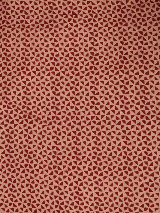 Rust Beige Block Printed Cotton Fabric Per Meter - F001F2394
