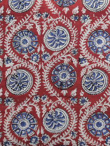 Red Ivory Indigo Hand Block Printed Cotton Fabric Per Meter - F001F1151