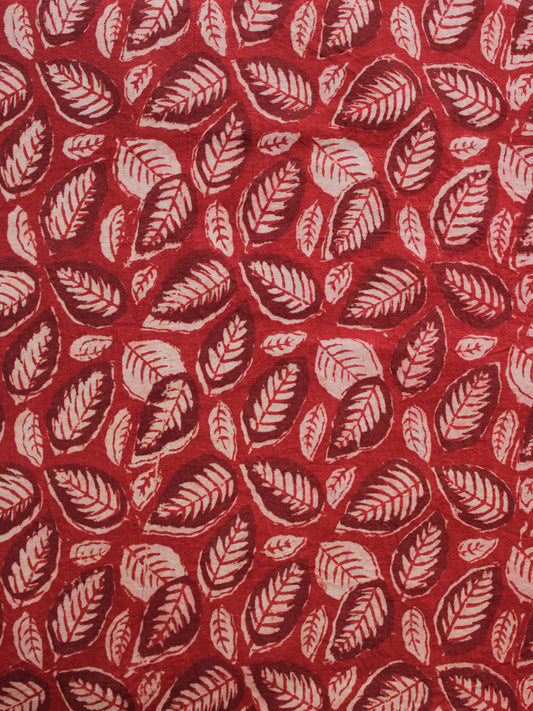Red Maroon Ivory Hand Block Printed Cotton Fabric Per Meter - F003F1322