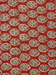 Red Yellow Green Ivory Hand Block Printed Cotton Fabric Per Meter - F001F774