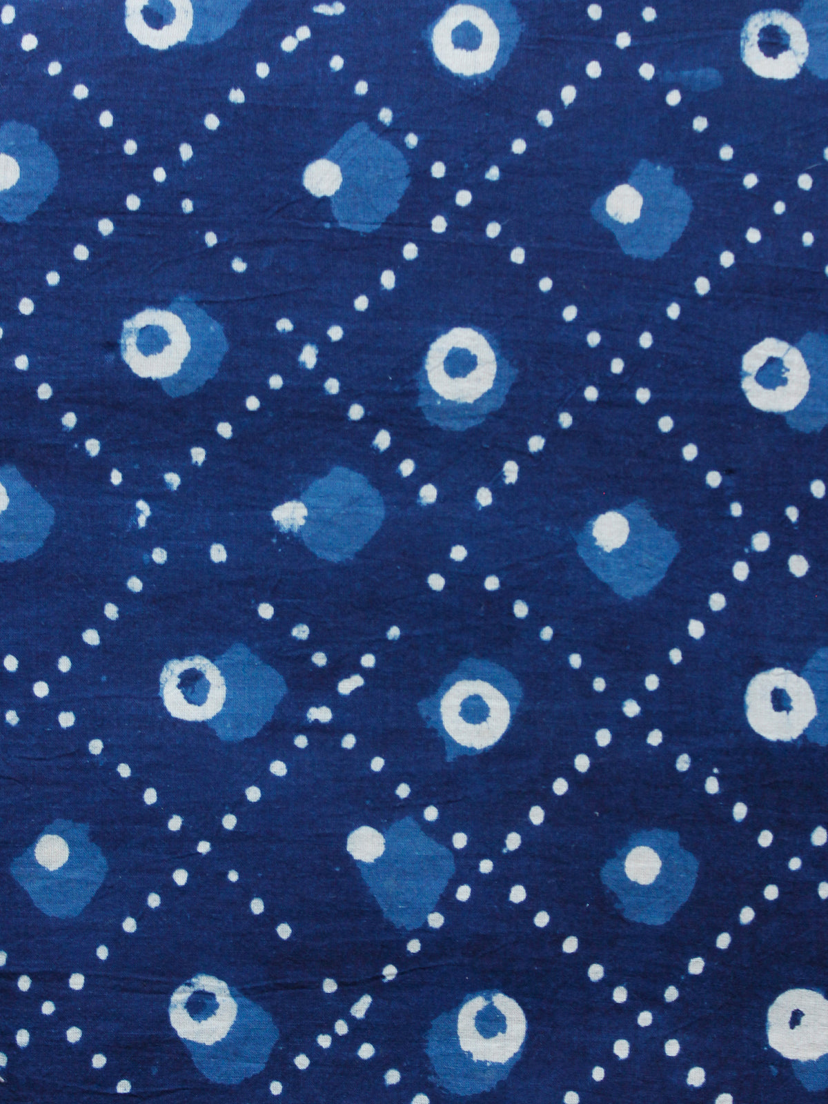 Indigo Blue White Maroon Hand Block Printed Cotton Fabric Per Meter - F001F1560