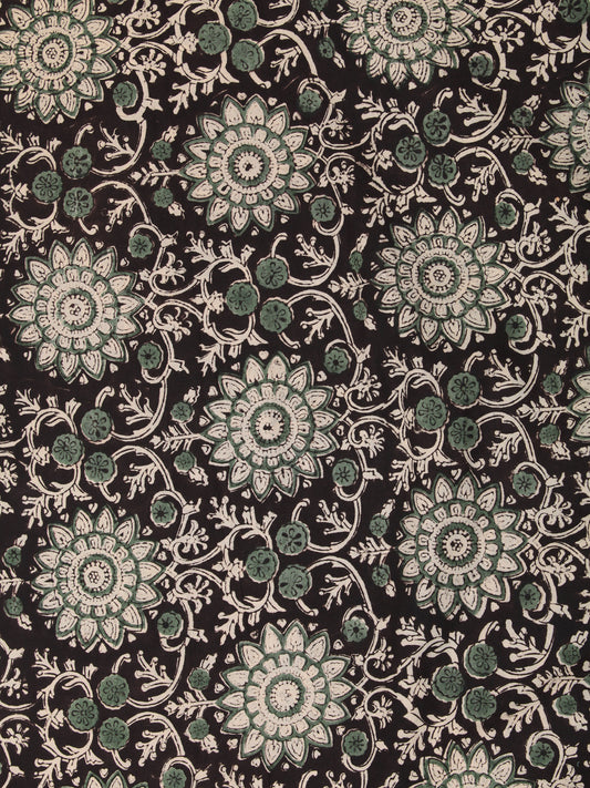 Black Green OffWhite Hand Block Printed Cotton Fabric Per Meter - F001F2444