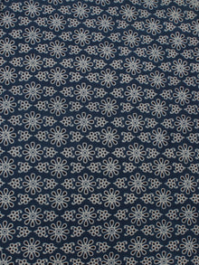 Steel Blue Ivory Black Ajrakh Block Printed Cotton Fabric Per Meter - F0916679