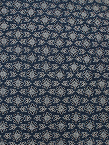 Steel Blue Ivory Black Ajrakh Block Printed Cotton Fabric Per Meter - F0916679