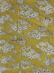 Mustard Yellow Ivory Black Hand Block Printed Cotton Fabric Per Meter - F003F1307