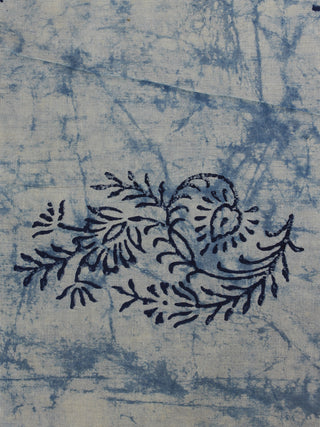 Indigo Hand Block Printed Cotton Cambric Fabric Per Meter - F0916106