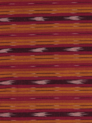 Red Yellow Ivory Pochampally Hand Weaved Ikat Fabric Per Meter - F0916719