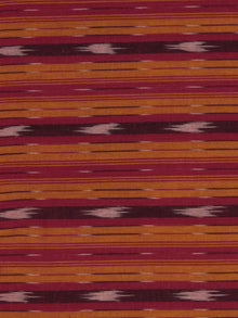 Red Yellow Ivory Pochampally Hand Weaved Ikat Fabric Per Meter - F0916719