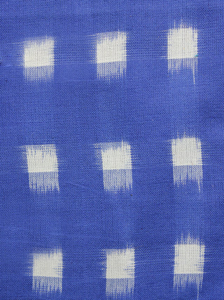 Blue White Pochampally Hand Woven Double Ikat Fabric Per Meter - F002F1055