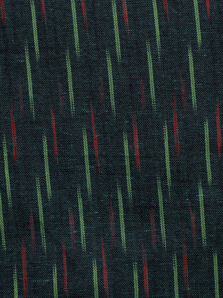 Green Maroon Pochampally Hand Woven Ikat Fabric Per Meter - F002F941