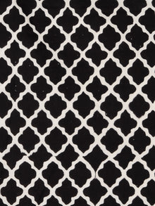 Black White Hand Block Printed Cotton Fabric Per Meter - F001F1741