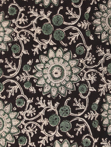 Black Green OffWhite Hand Block Printed Cotton Fabric Per Meter - F001F2444
