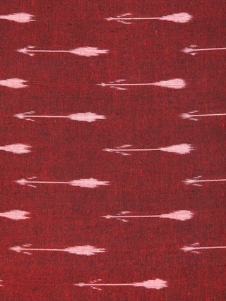 Rustic Red Ivory Hand Woven Ikat Handloom Cotton Fabric Per Meter - F002F2424