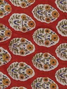 Red Yellow Green Ivory Hand Block Printed Cotton Fabric Per Meter - F001F774