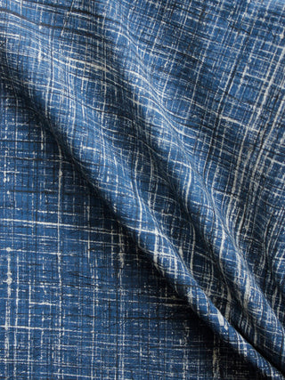 Ivory Indigo Black Ajrakh Printed Cotton Fabric Per Meter - F003F1510