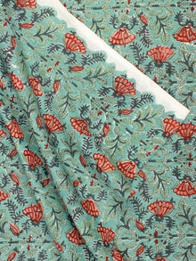 Green Red Pink Hand Block Printed Cotton Fabric Per Meter - F001F2328