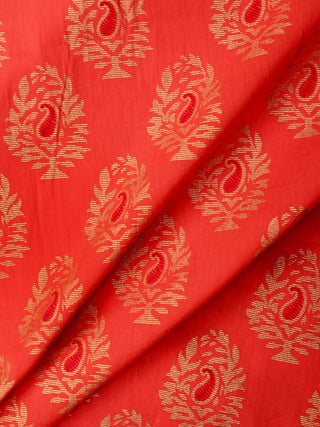 Peach Golden Hand Block Printed Cotton Fabric Per Meter - F001F1995