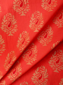 Peach Golden Hand Block Printed Cotton Fabric Per Meter - F001F1995