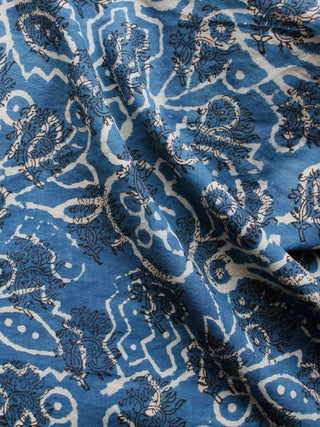 Indigo Black Ivory Hand Block Printed Cotton Fabric Per Meter - F001F1337