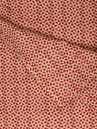 Rust Beige Block Printed Cotton Fabric Per Meter - F001F2394