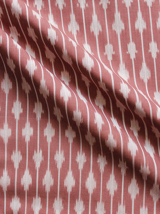 Maroon Ivory Pochampally Hand  Weaved Ikat Mercerised  Fabric Per Meter - F002F1408