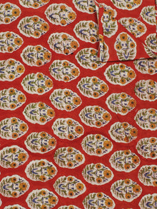 Red Yellow Green Ivory Hand Block Printed Cotton Fabric Per Meter - F001F774