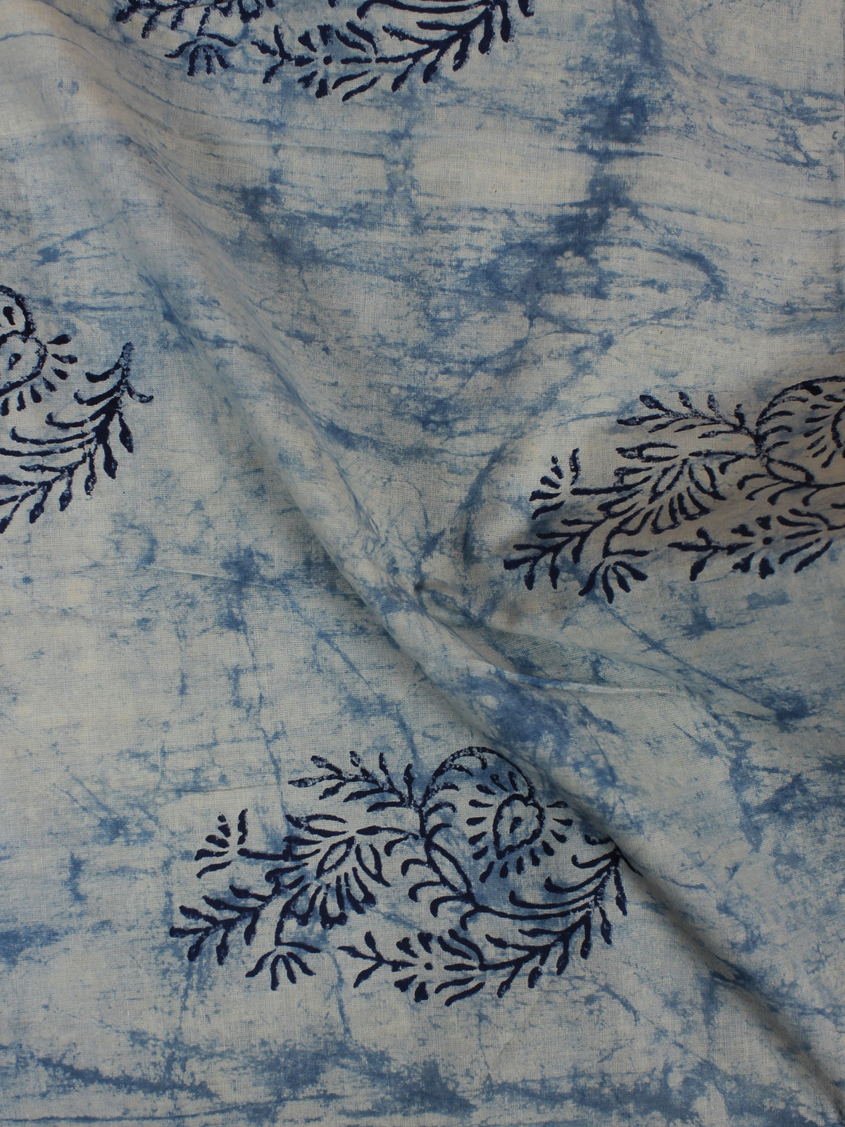 Indigo Hand Block Printed Cotton Cambric Fabric Per Meter - F0916106