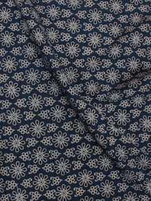 Steel Blue Ivory Black Ajrakh Block Printed Cotton Fabric Per Meter - F0916679