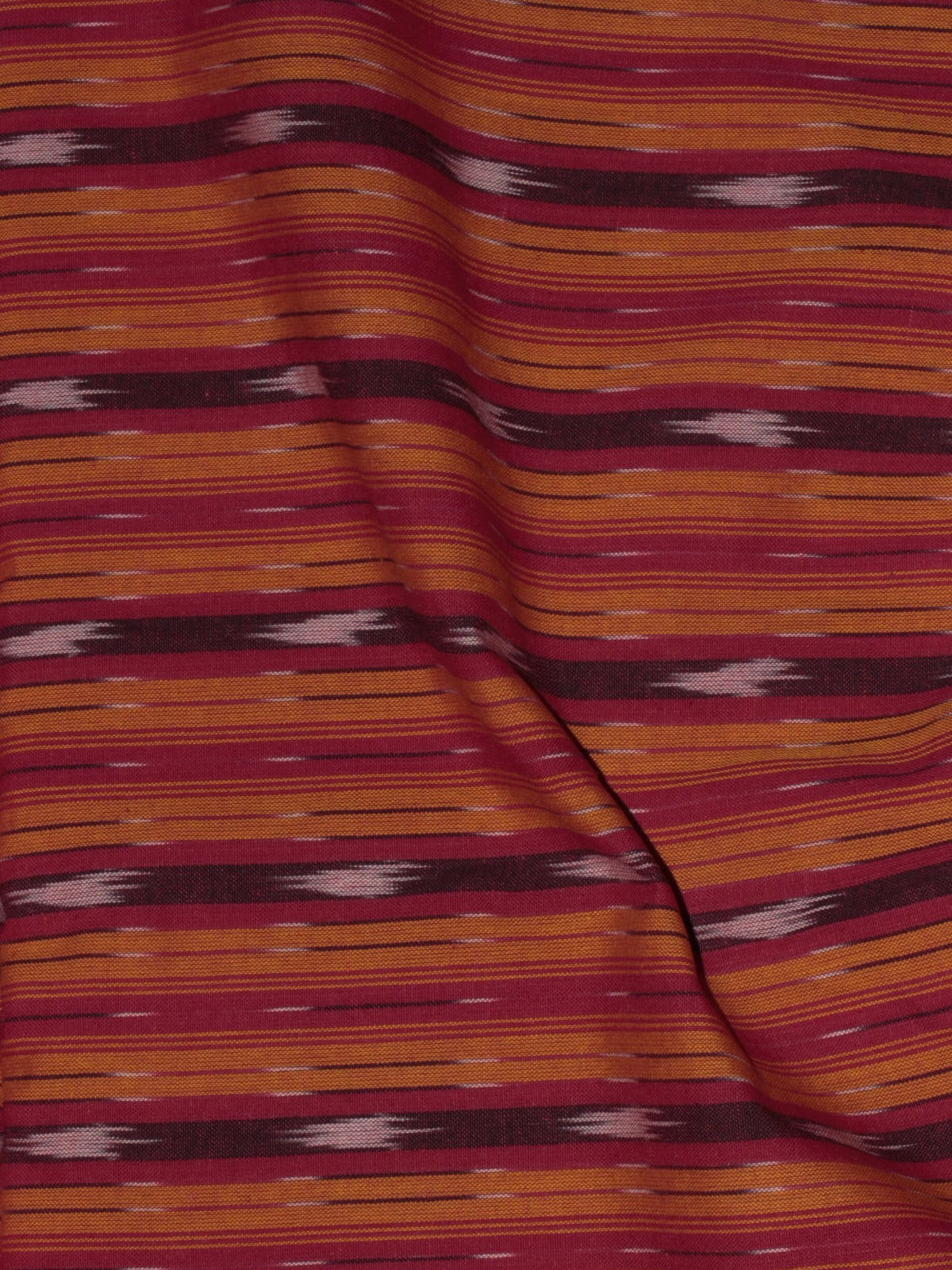 Red Yellow Ivory Pochampally Hand Weaved Ikat Fabric Per Meter - F0916719