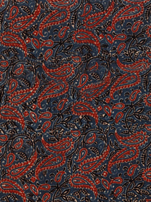 Indigo Red Black Beige Ajrakh Hand Block Printed Cotton Fabric Per Meter - F003F1803