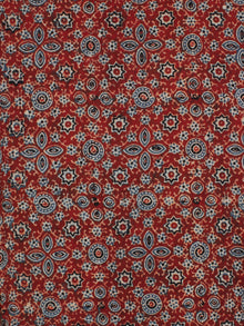 Red Indigo Black Ajrakh Hand Block Printed Cotton Fabric Per Meter - F003F2122