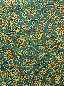 Green Maroon Yellow Black Ajrakh Hand Block Printed Cotton Fabric Per Meter - F003F1644