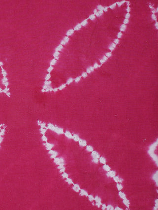 Pink White Hand Block Printed Shibori Cotton Cambric Fabric Per Meter - F0916265