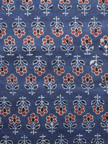 Indigo Black Rust Ivory Ajrakh Hand Block Printed Cotton Blouse Fabric - BPA092