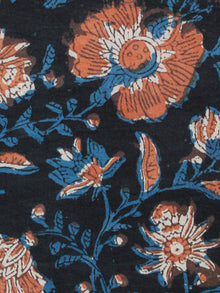Black Indigo Brown Hand Block Printed Cotton Fabric Per Meter - F001F1399