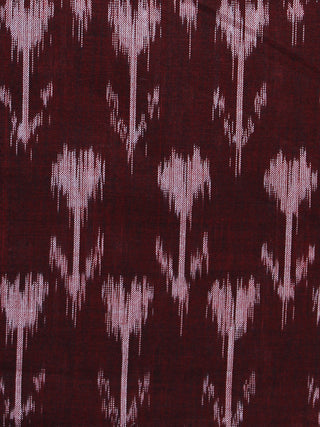 Wine Red  Pochampally Hand Weaved Ikat Mercerised Fabric Per Meter - F003F1282
