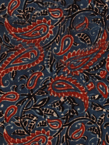 Indigo Red Black Beige Ajrakh Hand Block Printed Cotton Fabric Per Meter - F003F1803