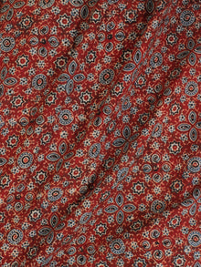 Red Indigo Black Ajrakh Hand Block Printed Cotton Fabric Per Meter - F003F2122