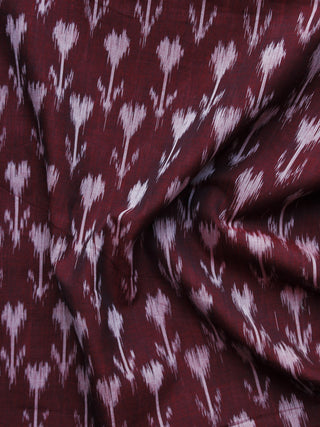 Wine Red  Pochampally Hand Weaved Ikat Mercerised Fabric Per Meter - F003F1282
