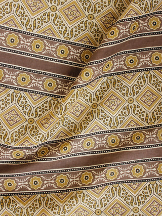 Mustard Brown Hand Block Printed Cotton Fabric Per Meter - F001F1915