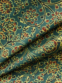 Green Maroon Yellow Black Ajrakh Hand Block Printed Cotton Fabric Per Meter - F003F1644