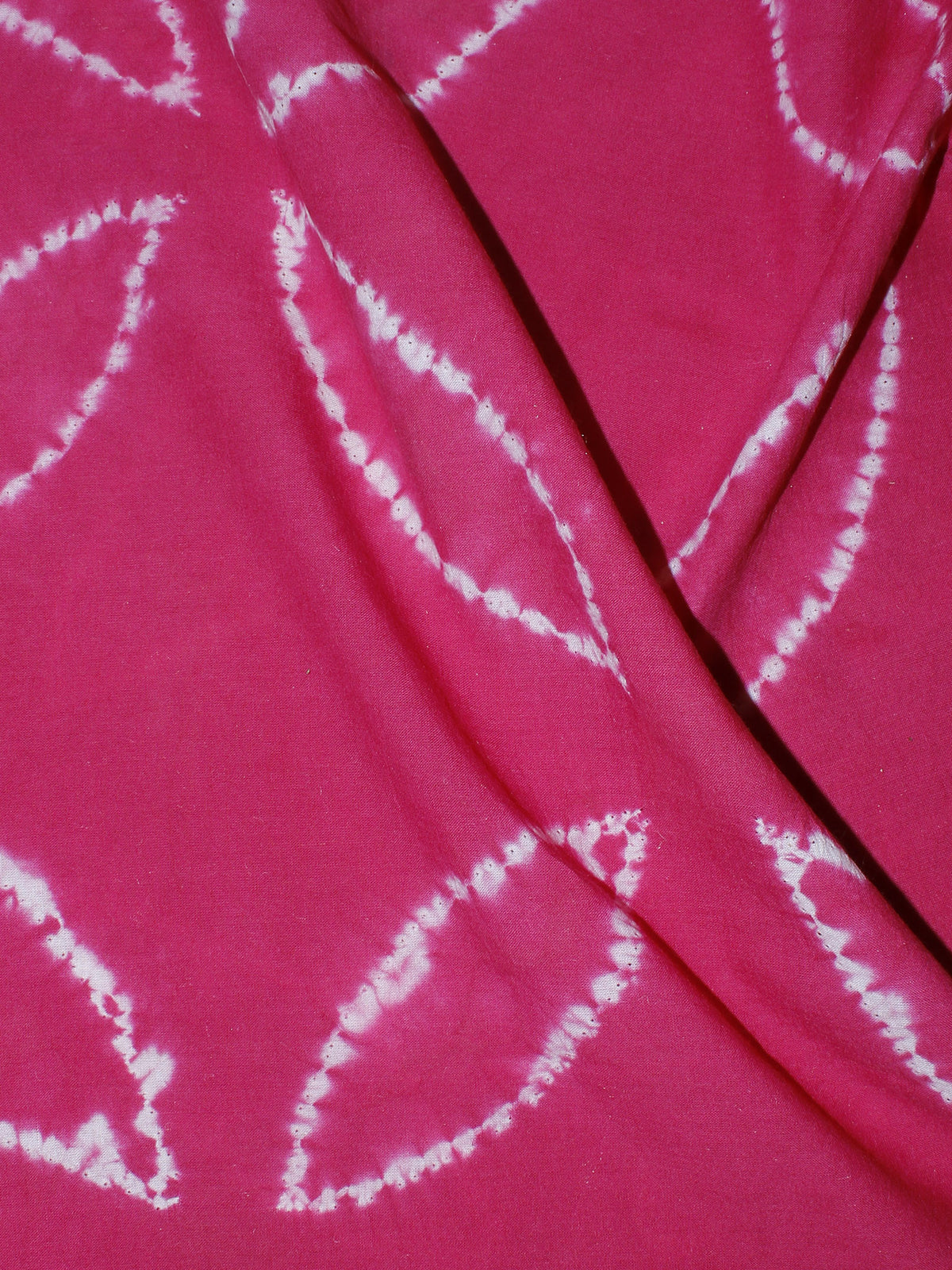 Pink White Hand Block Printed Shibori Cotton Cambric Fabric Per Meter - F0916265