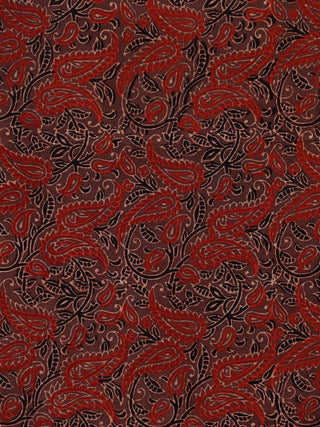 Brown Black Rust Beige Ajrakh Hand Block Printed Cotton Fabric Per Meter - F003F1804