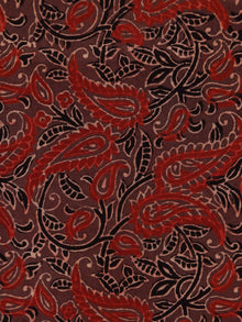 Brown Black Rust Beige Ajrakh Hand Block Printed Cotton Fabric Per Meter - F003F1804