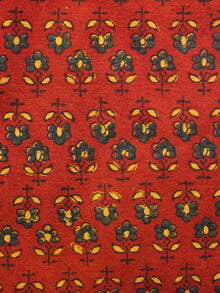 Red Green Yellow Black Ajrakh Hand Block Printed Cotton Blouse Fabric - BPA093