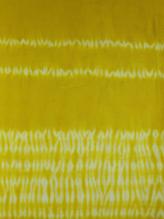 Yellow White Hand Block Printed Shibori Cotton Cambric Fabric Per Meter - F0916269