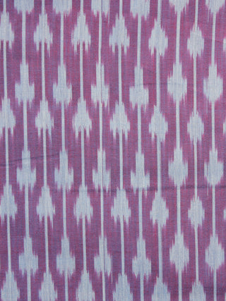 Pink White Pochampally Hand Weaved Ikat Mercerised Fabric Per Meter - F003F1284